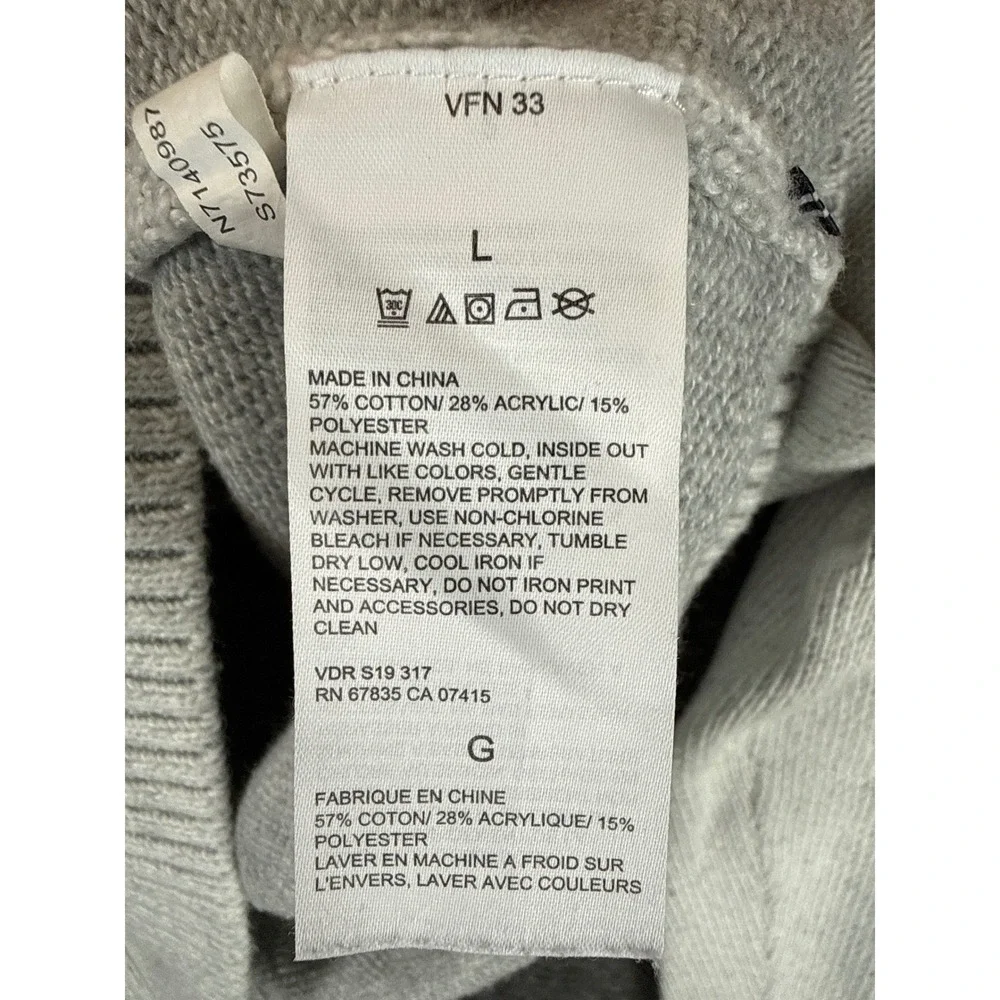 Nautica Anchor Cable Knit Preppy Sweater‎ Crew Neck Long Sleeve Gray Mens Size L